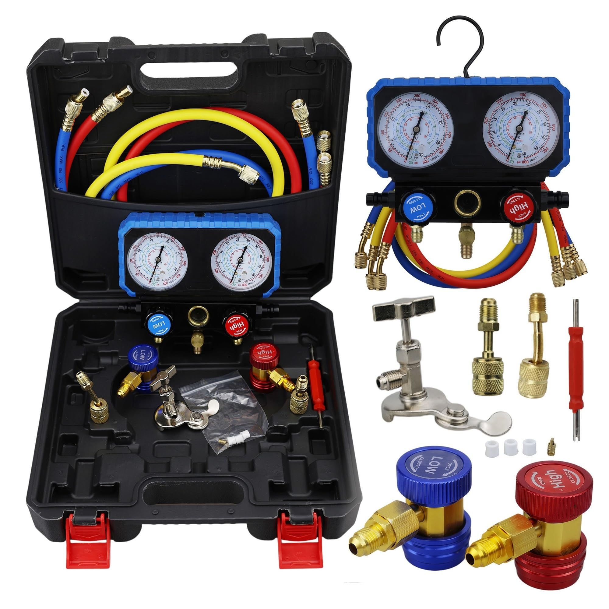 Wskaźnik kolektora AC do HVAC, R410A R22 R404A R134A narzędzie do ładowania czynnika chłodniczego, 3-drożny instrument diagnostyczny do elastyczności na miejscu, sprzęt dla profesjonalistów