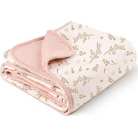 40 x 36 Inch Konssy Muslin Baby Blanket for Girls, Soft Cotton...