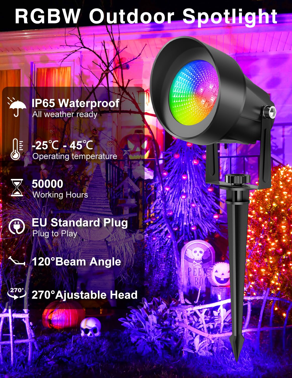 NATPOW Faretti da Esterno Giardino RGB, 4 Pezzi Lampioni da Giardino RGB con Telecomando e Bluetooth, Impermeabile IP65 Faretti Esterno Smart per Terrazza, Albero, Sentieri