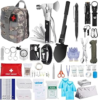 Survival Kit, Professional Survival Gear First Aid Kit Outdoor Emergency Kits with Pouch for Camping Boat Hunting Hiking
