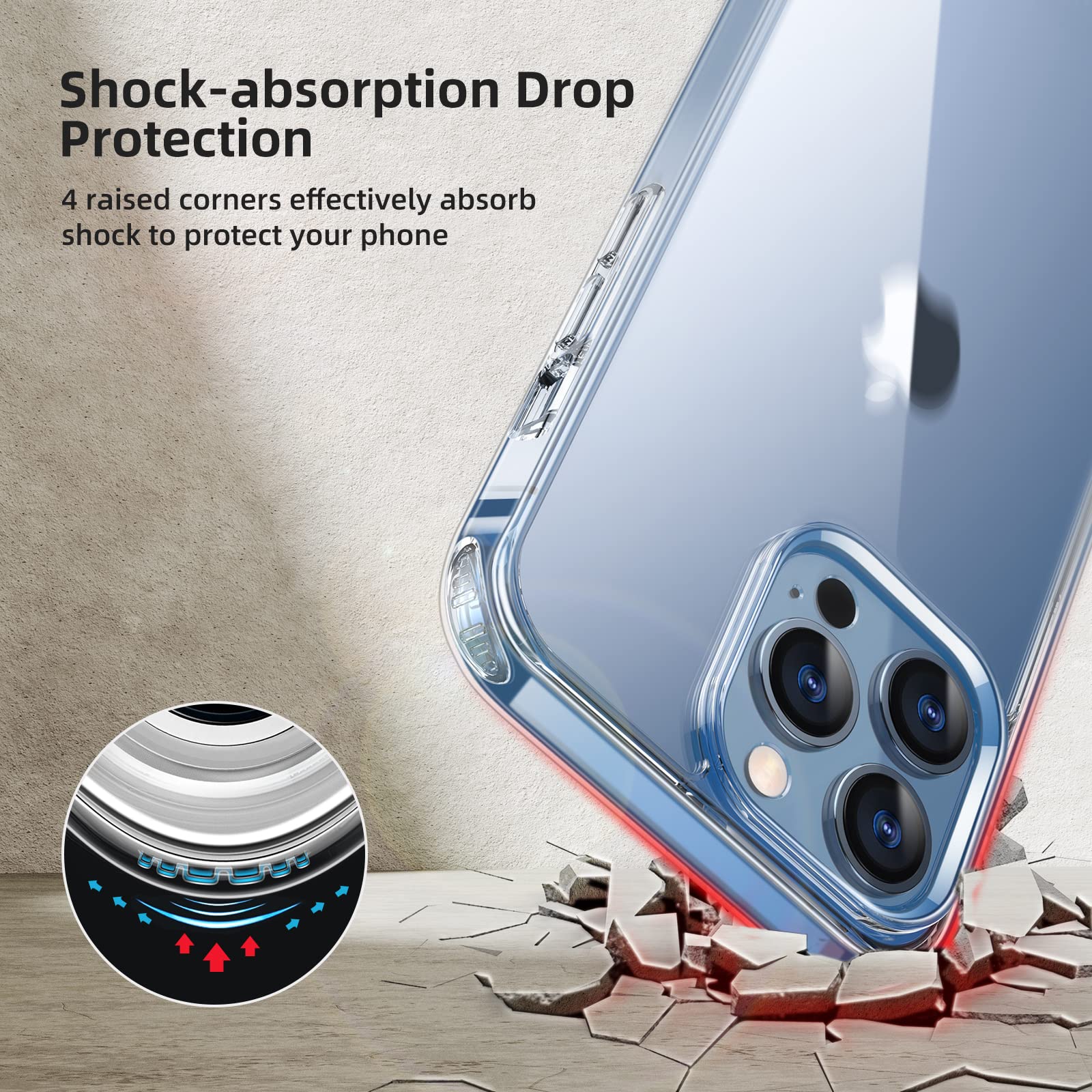 GOODVISH Cover Trasparente con Cordino per iPhone 13 PRO Max 6.7'',Custodia con Regolabile Collana per iPhone 13 Pro Max, [Antiurto] [AntiGraffio] [Antiscivolo] Case con Laccio Tracolla,Nero