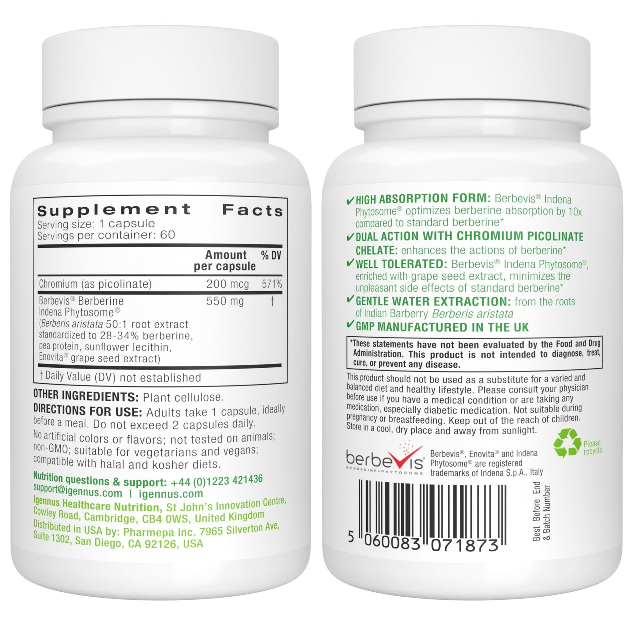 Igennus Berberine Phytosome 550mg with Chromium, 60 Capsules — Amazon image 6