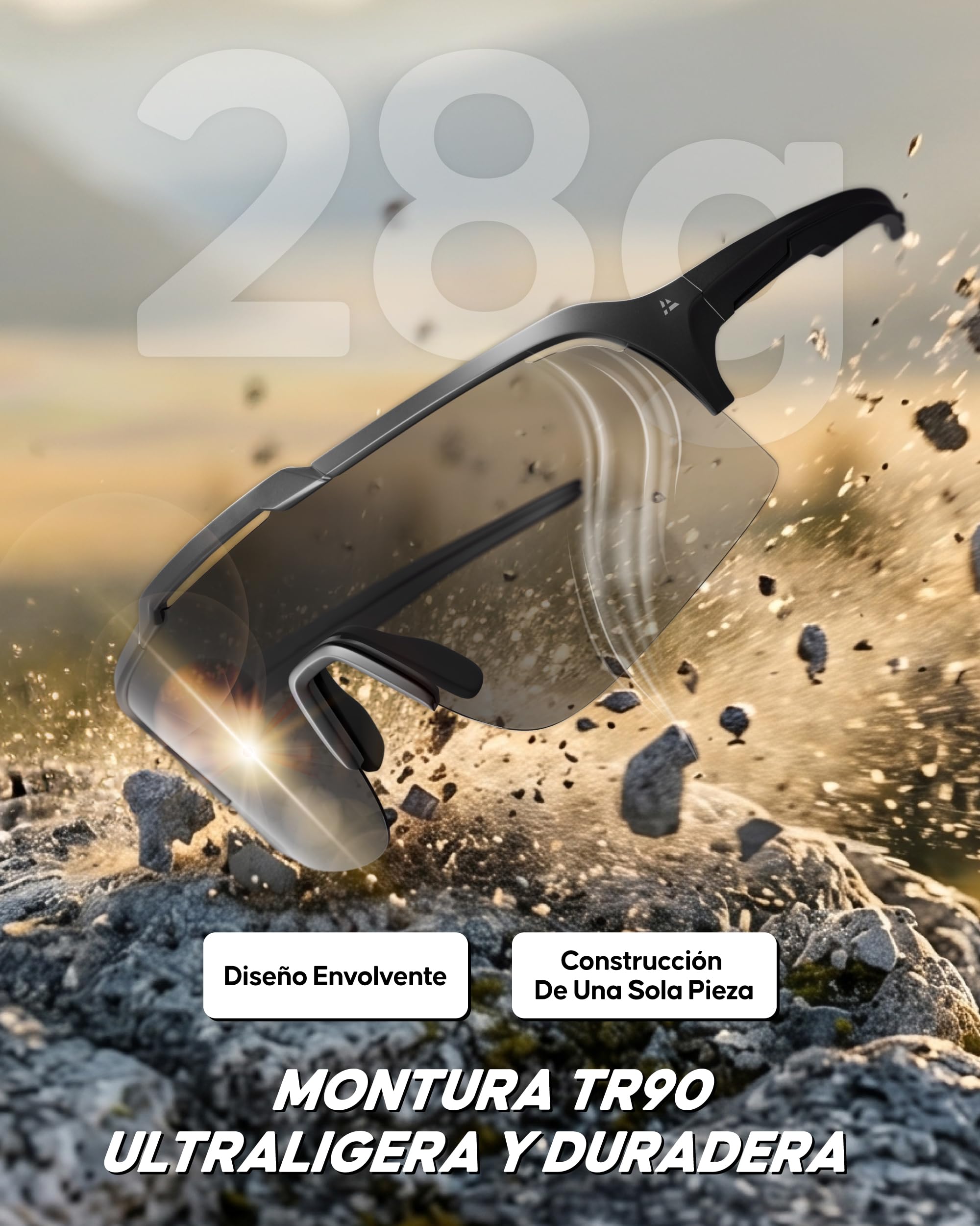 DANISH ENDURANCE TR90 Gafas de Ciclismo, Protección UV, Hombre y Mujer