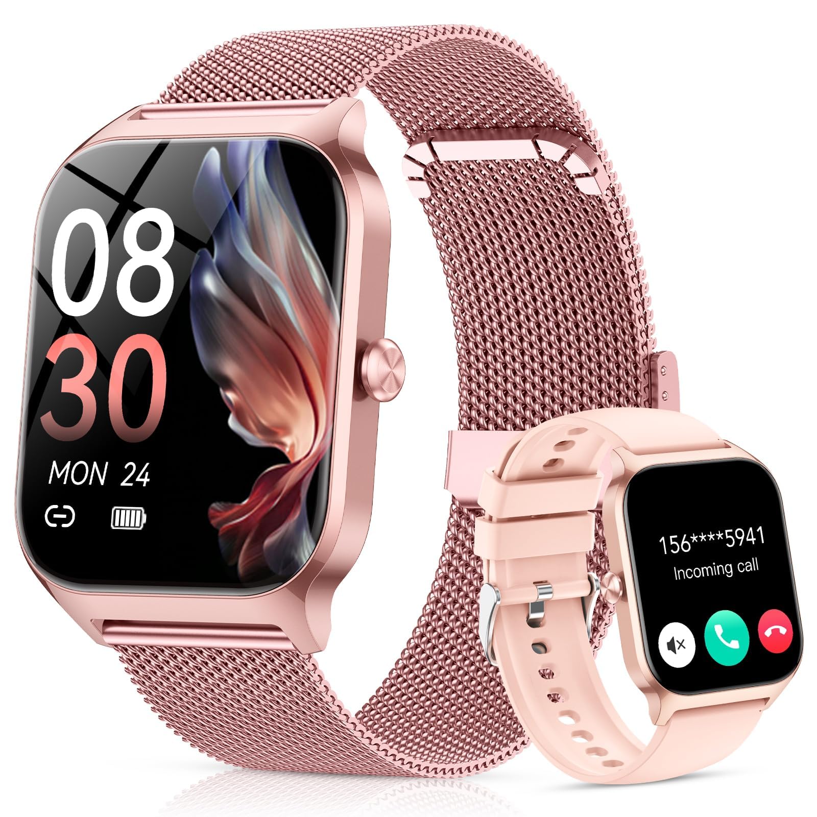 CASCHO Smartwatch Donna, 1.85'' Orologio Smartwatch con Effettua/Risposta Chiamate, 120+ Sportive Smart Watch con Contapassi/Sonno, Fitness Tracker per iOS Android - Elegante oro rosa 7