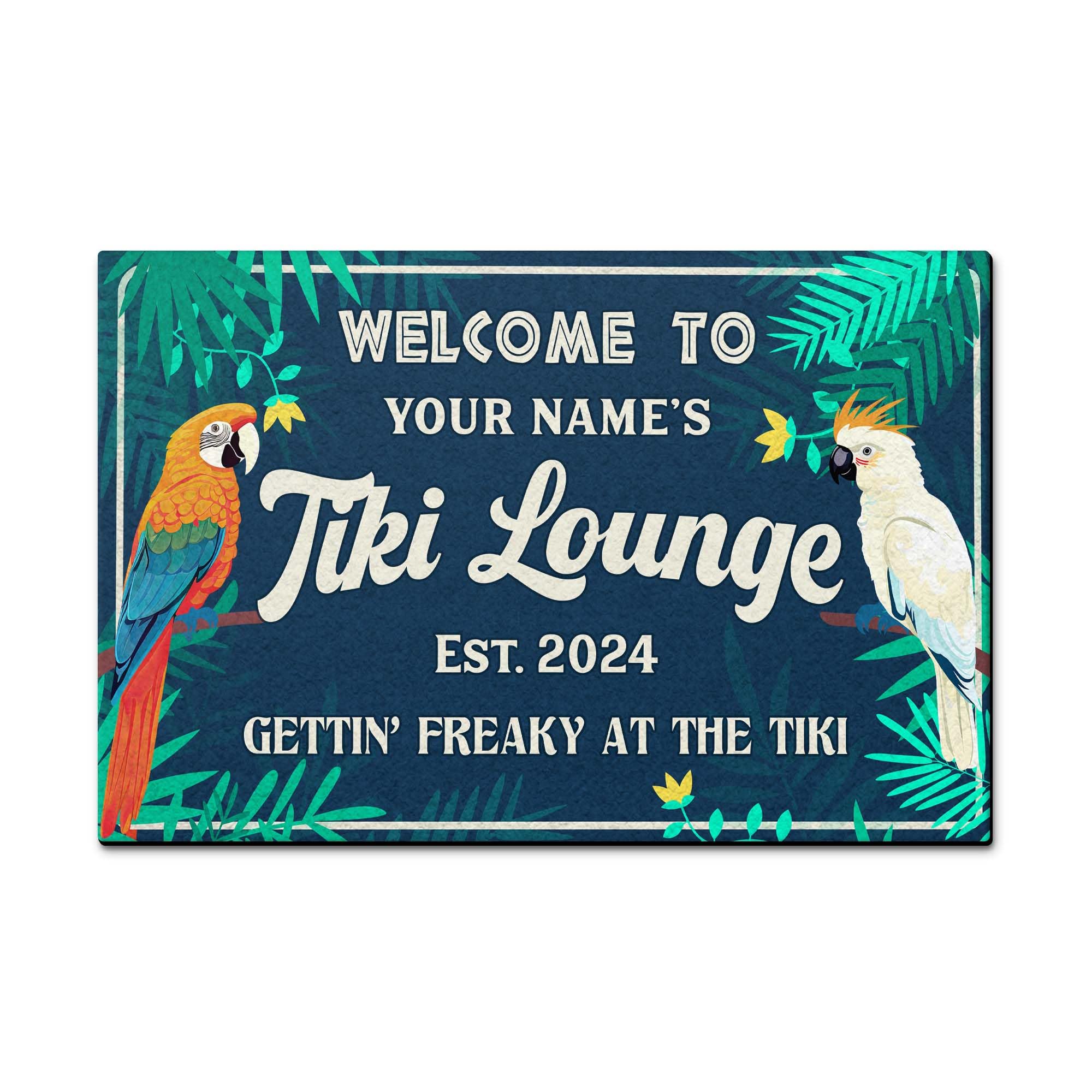 Artsy Woodsy Personalized Tiki Bar Doormat, Drying Rubber Non Slip Coffee Bar Accessories, Door Mat Indoor Entrance Home Pub, Floor Mat, Welcome Mat