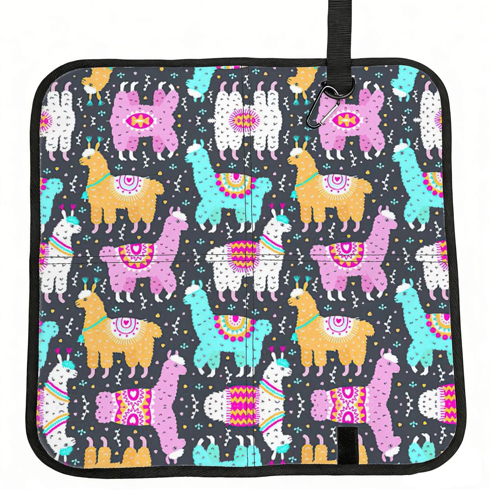OKFSTY Indian Alpaca Print Fold Away Seat Cushion Portable Outdoor Pad Polyester Bleacher Bench Mat Travel Picnic Pad