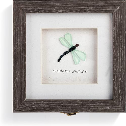 Miniatura 2 de DEMDACO Sharon Nowlan Beautiful Journey Green Dragonfly - Caja de recuerdos decorativa de madera compuesta de 6 x 3