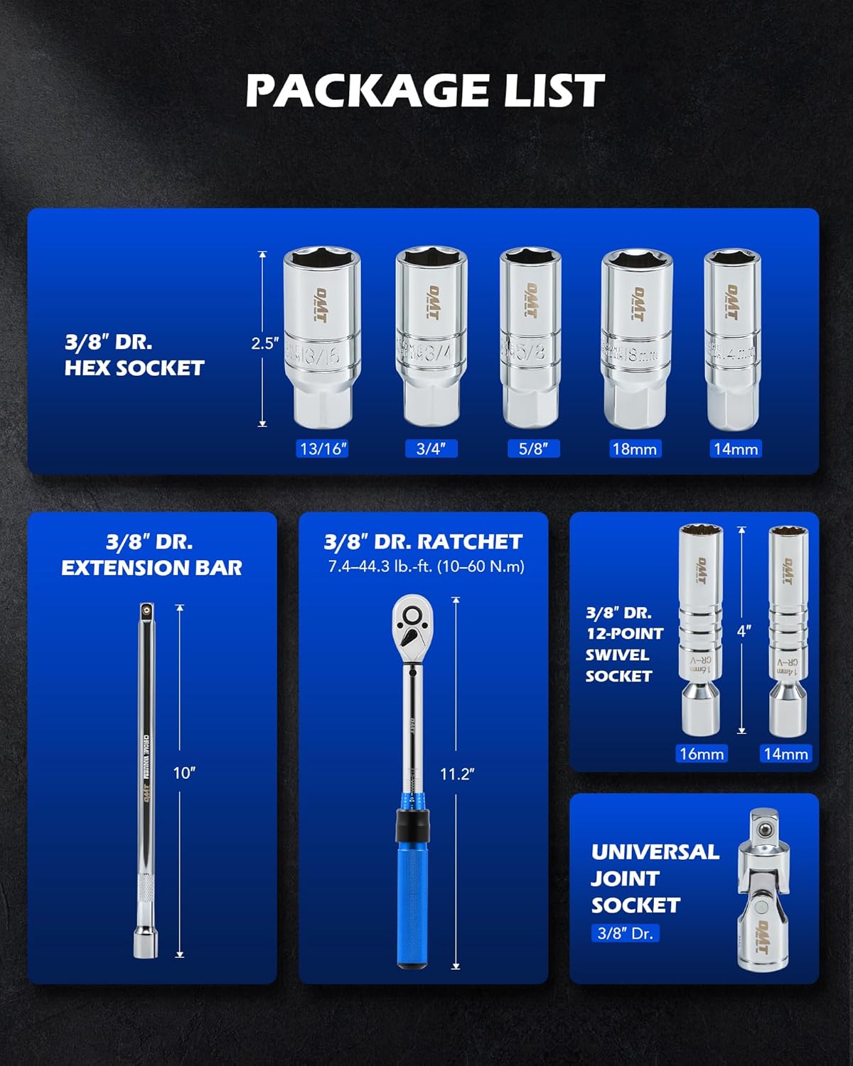 Orion Motor Tech Valve Spring Compressor, 10pcs Valve Spring Removal Tool with Solid C Clamp & 10pc 3/8 inch Drive Spark Plug Socket Set with 72 Tooth Click Torque Wrench, Bundle