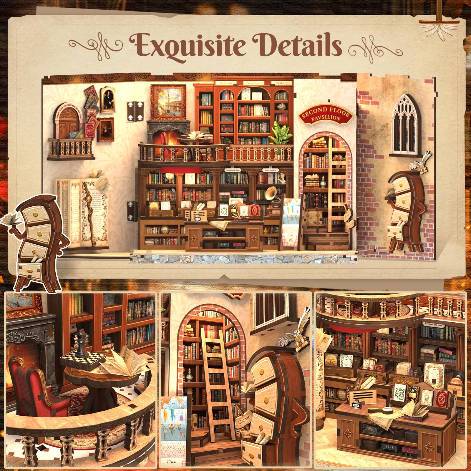 Book Nook Kit, Kit Miniature de Coin de Livre de Maison de Poupée B