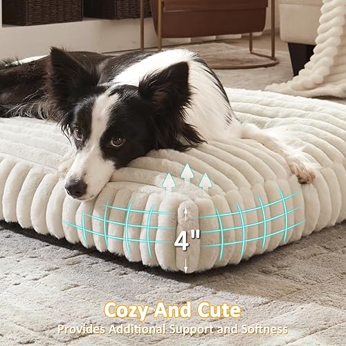 Miniatura 4 de Camas para perros de tamaño grande, camas planas para mascotas con funda extraíble lavable, bonita cama para mascotas, cama gruesa triturada y parte