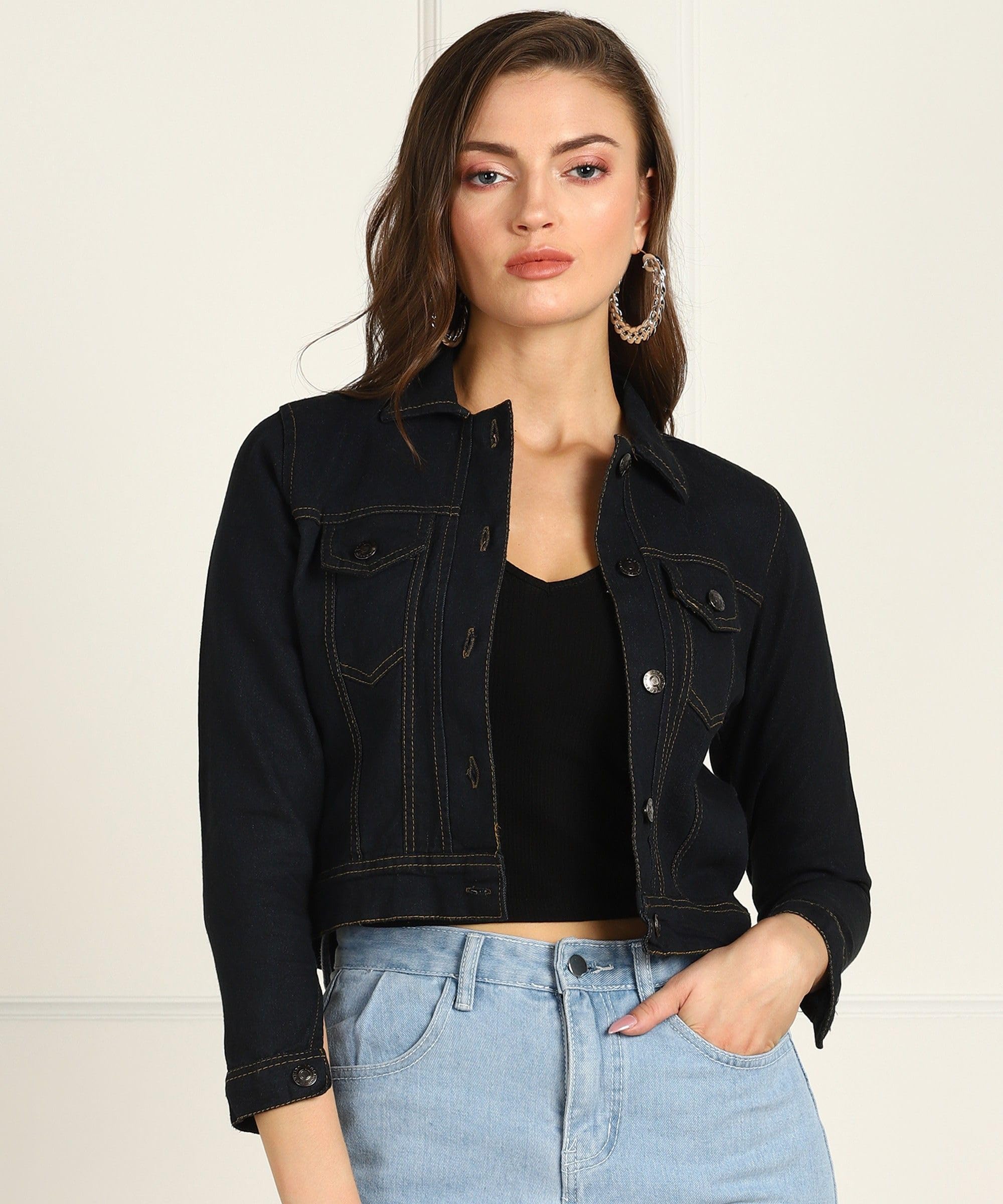 montrez Women Black Denim Jacket-picture-49