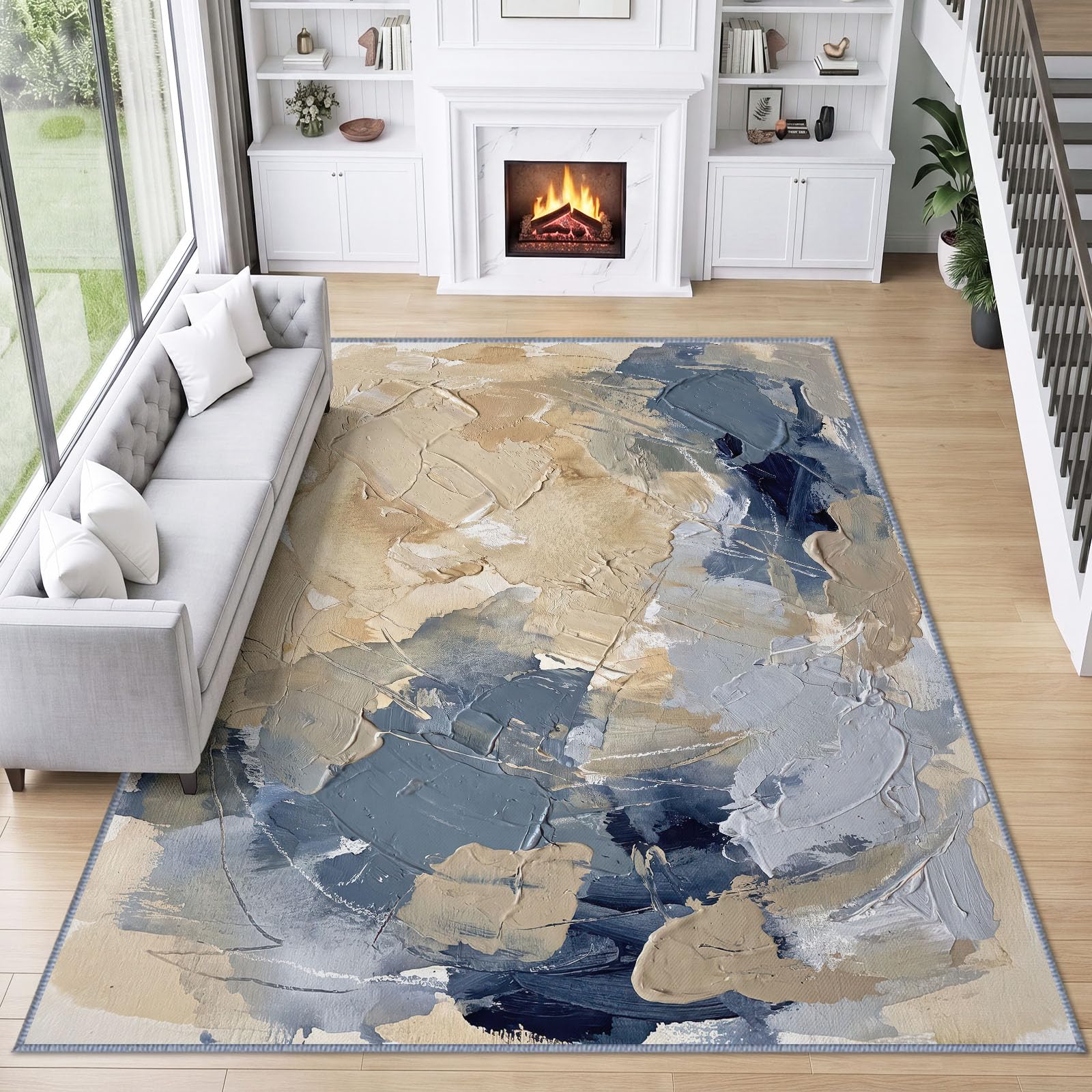 Générique Tapis Bloc De Couleur Pigment d’intérieur Durable, Facile à Nettoyer 200x300 cm, Moderne Art Abstrait Tapis pour Salon, Chambre, Cuisine ou entrée