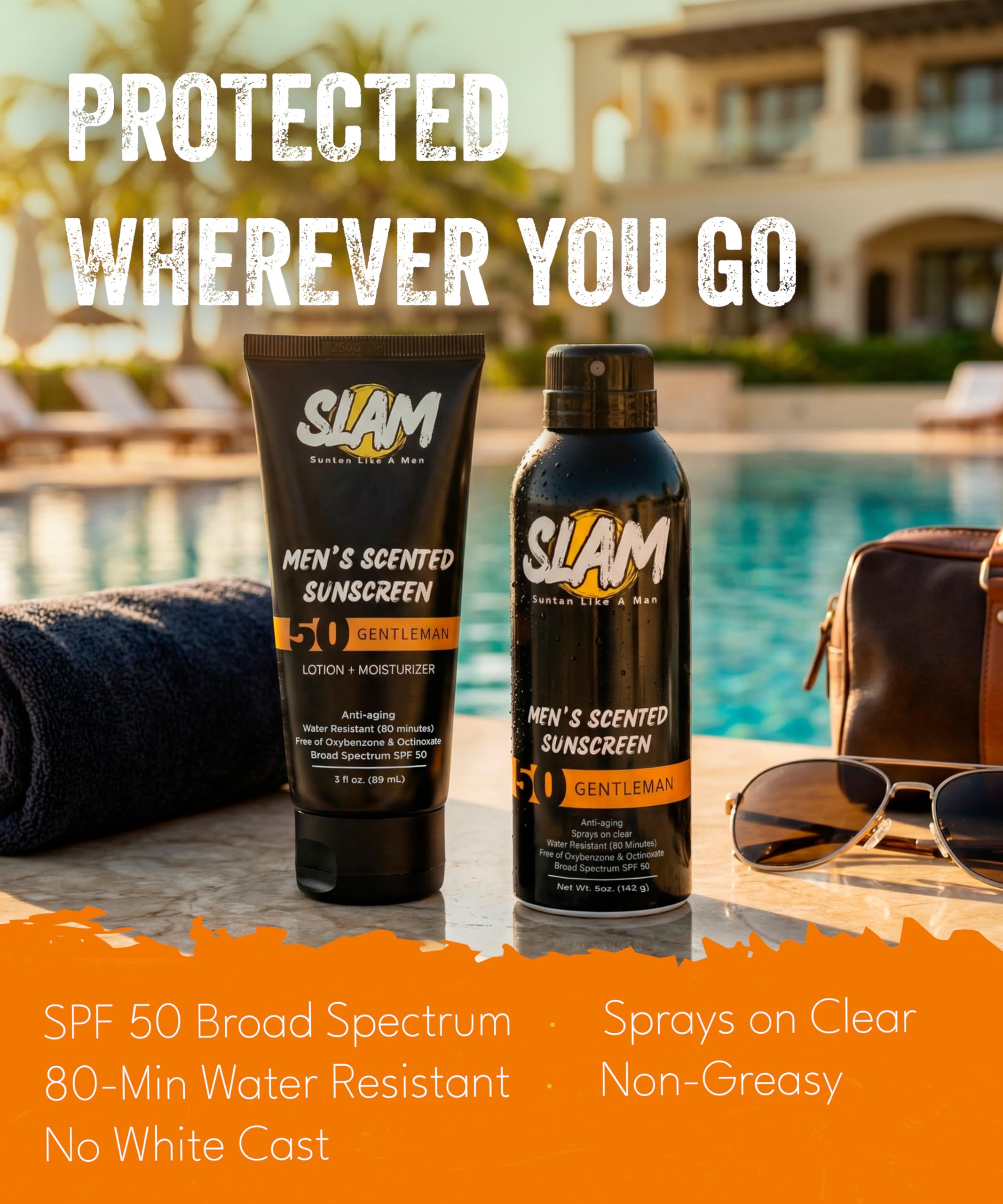 SLAM Men's SPF 50 Face & Body Sunscreen Lotion