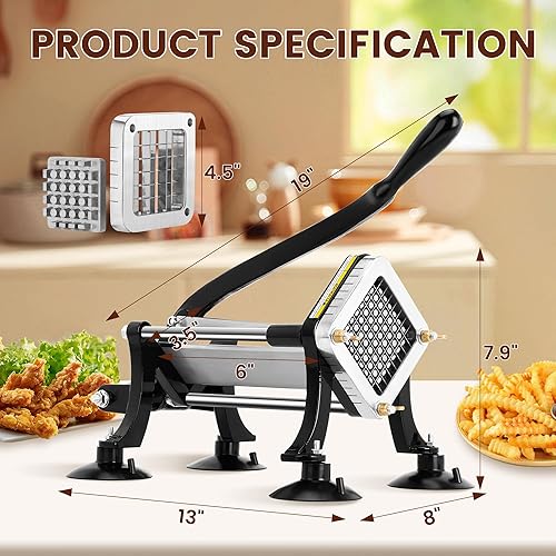 Miniatura 8 de Cortador comercial de papas fritas, cortador de patatas con cuchillas de acero inoxidable de 14 ", 38", 12 ", cortador de papas fritas para