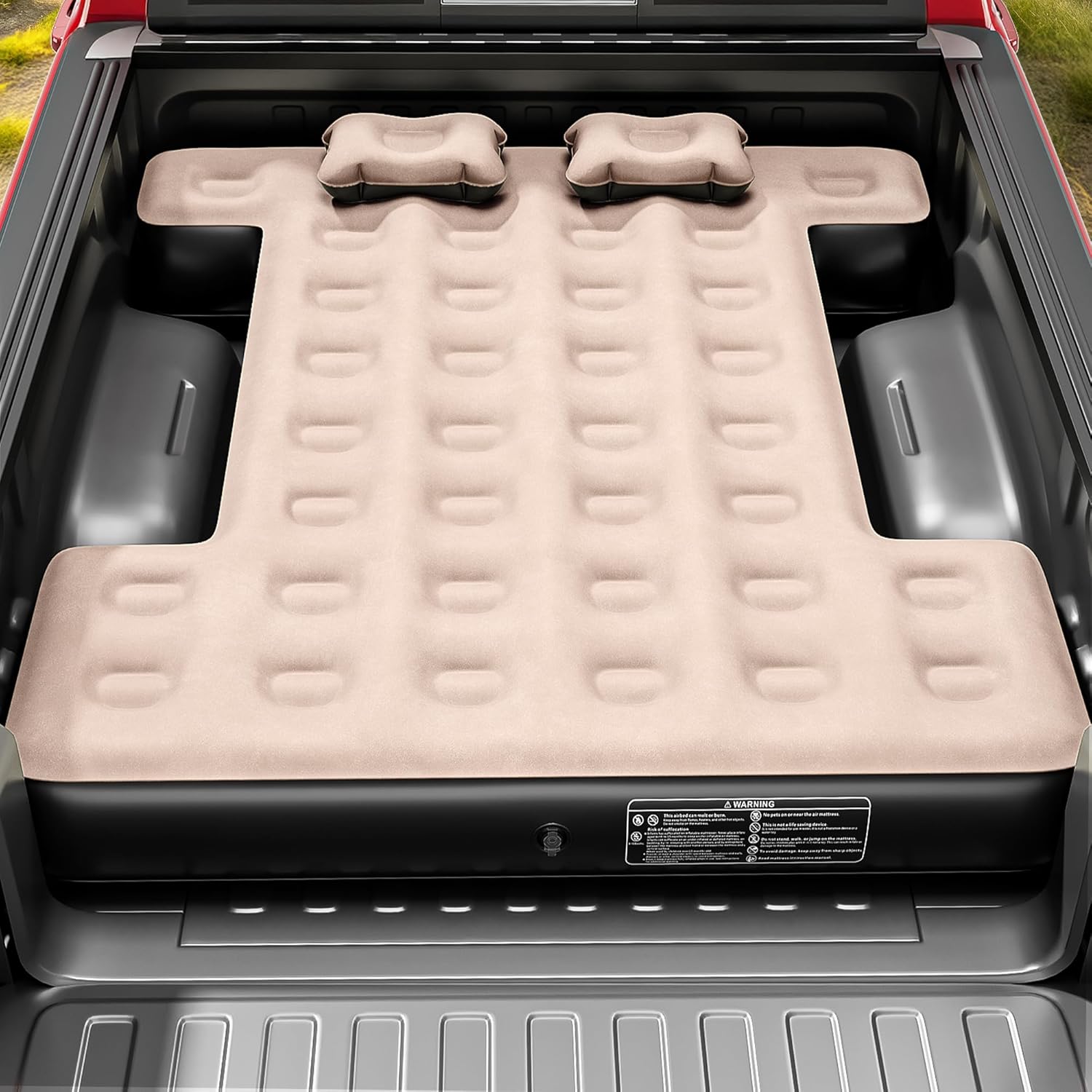 YITAHOME Truck Bed Air Mattress for 5.5-5.8 ft Full-Size Short Truck Beds, Inflatable Car Mattress Bed with Pump, Pillows, Carry Bag & Repair Kit for Outdoor, Travel, Camping (Black&Brown)