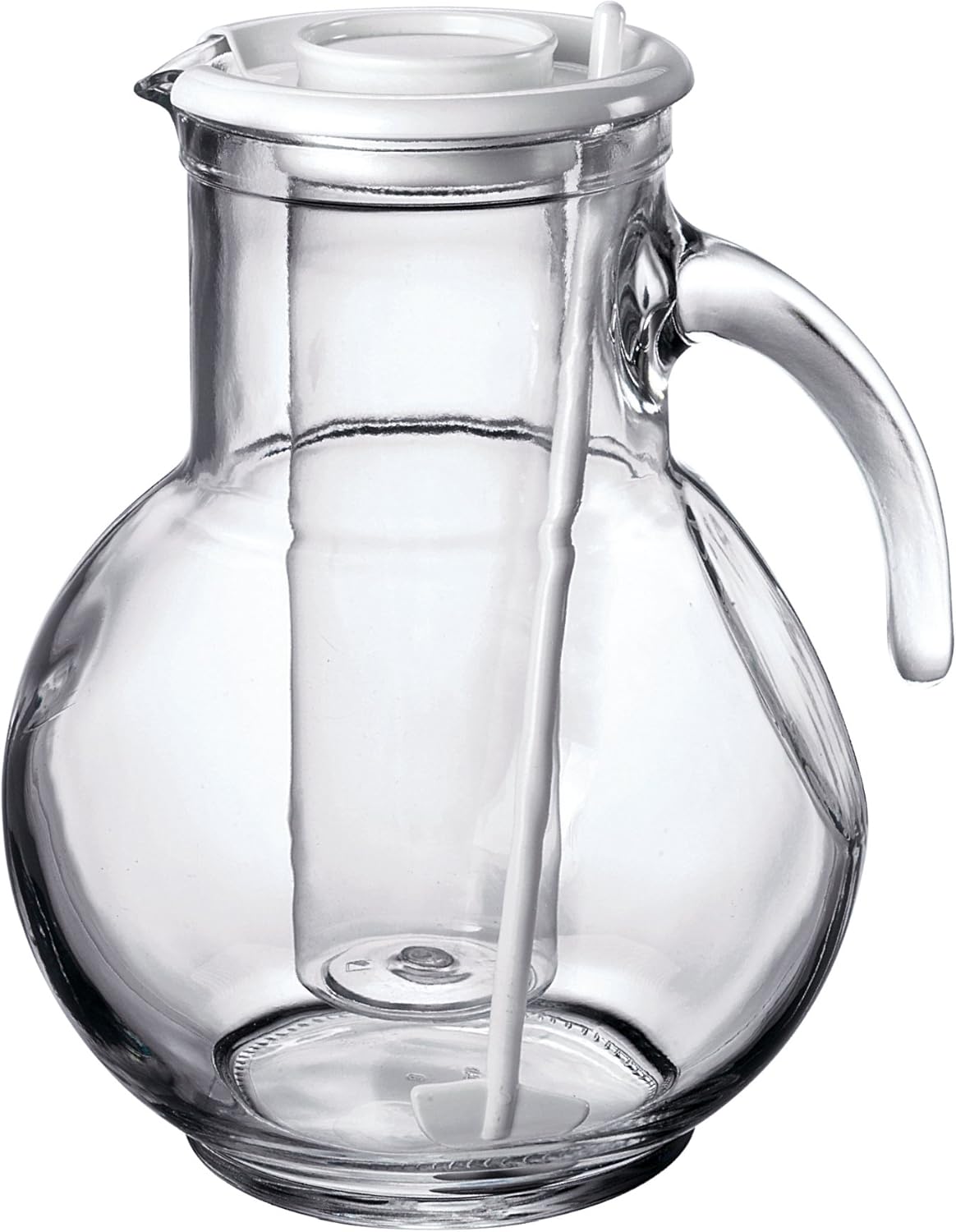 Bormioli Rocco Kufra 67.75 oz. Glass Jug with Ice Container, Stir Stick and Lid, White - Image 4