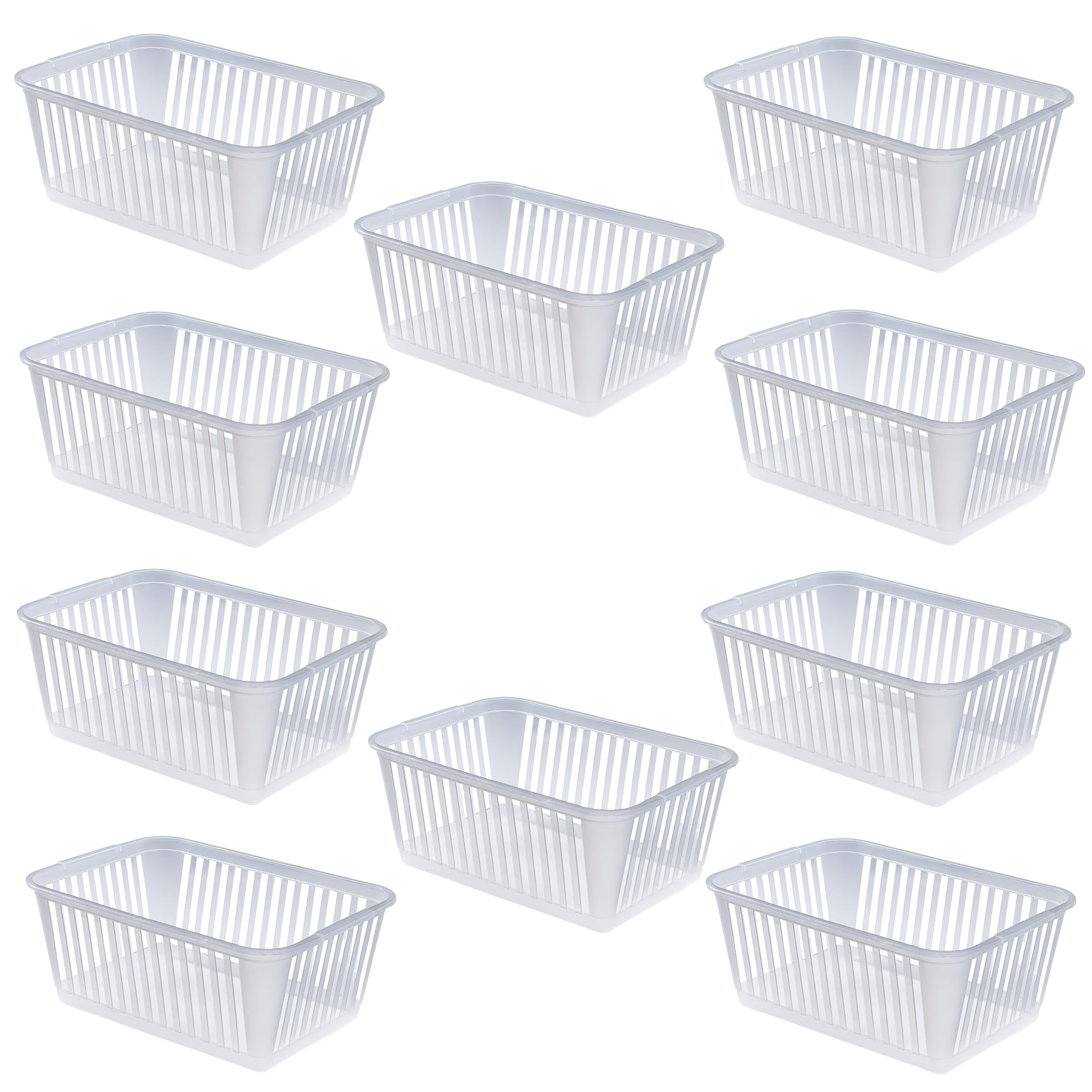 ACCURATE 10Pk Plastic Handy Basket, Storage Basket Great for Bathrooms, Bedroom and Kitchen (CLEAR, 37CM)