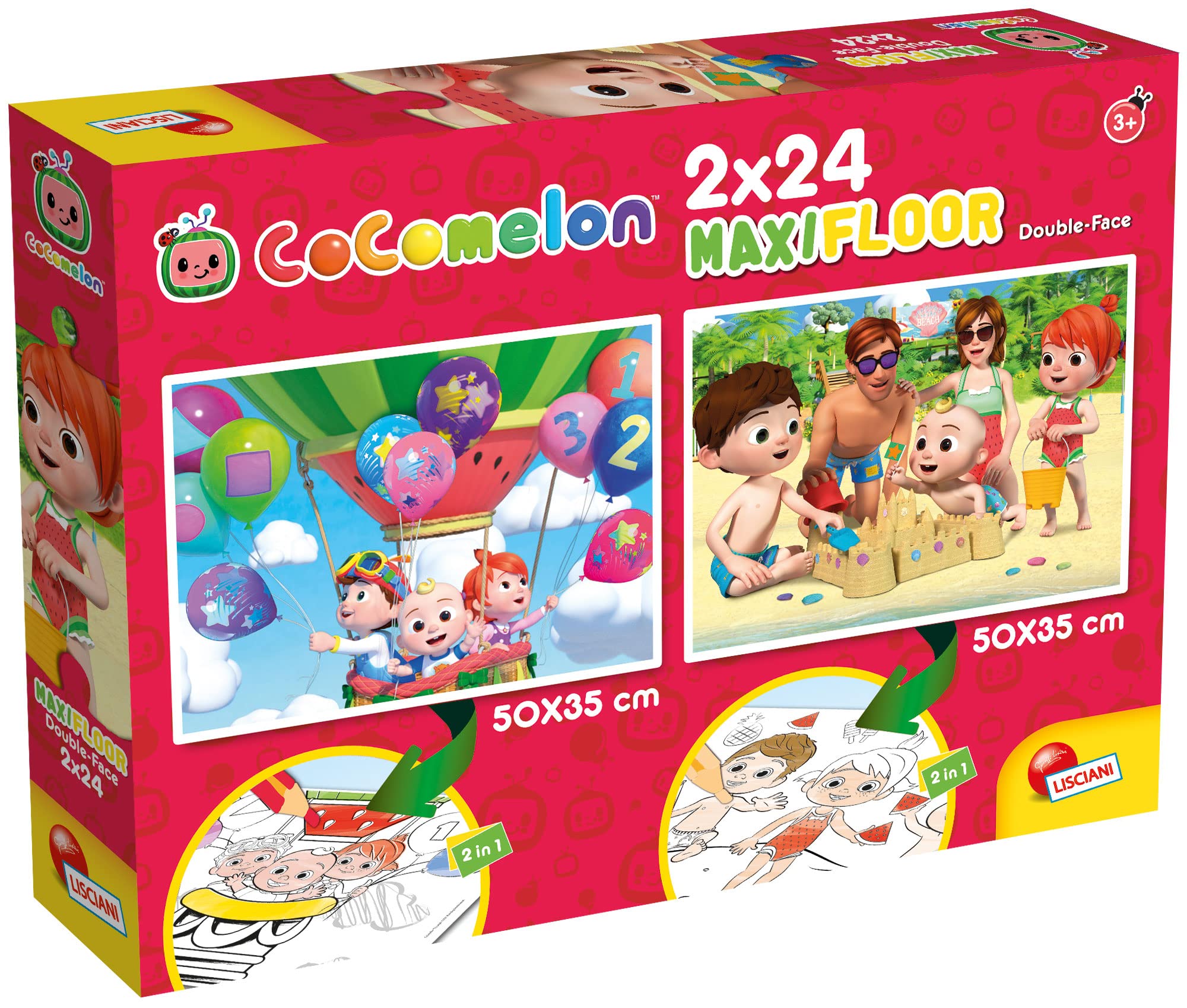 Liscianigiochi Cocomelon Double-Face Maxifloor Puzzles 2 x 24 - Be Kind To Everyone
