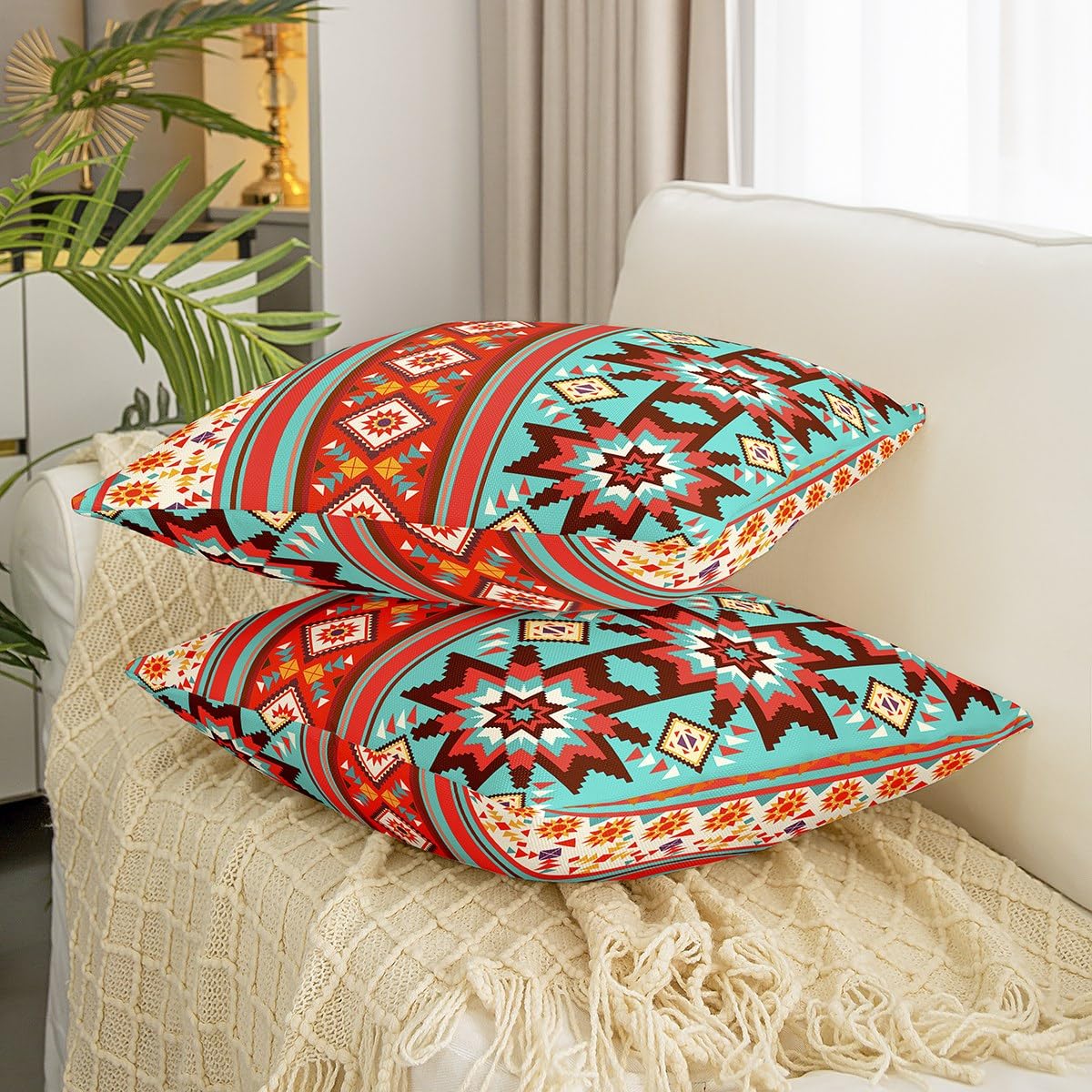 decorUhome Set di 2 federe per cuscini in stile bohémien, 50 x 50 cm, decorative con nappe trapuntate, per divano e divano, 50 x 50 cm