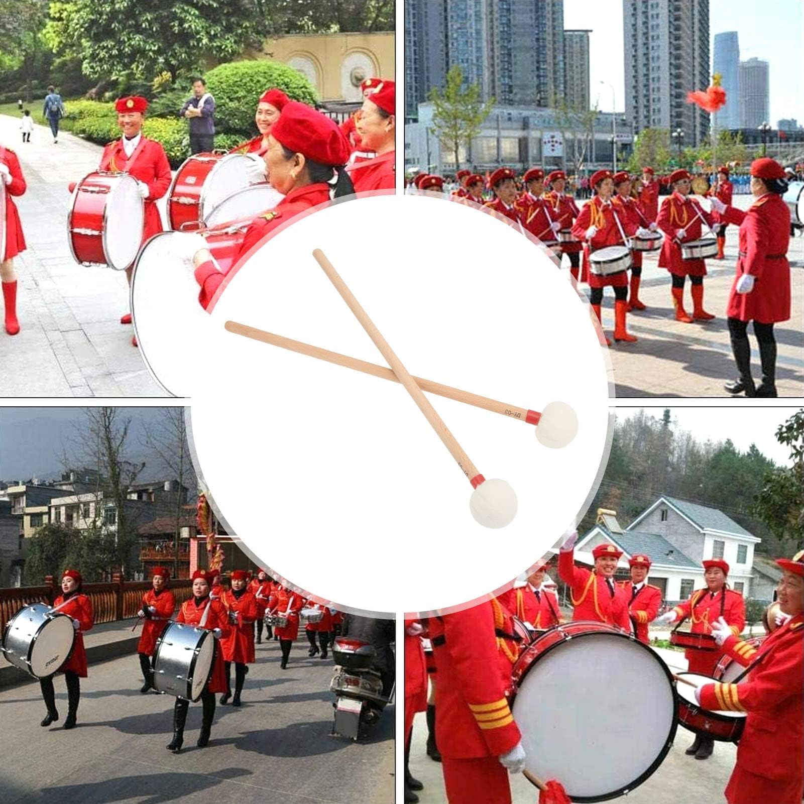 2 Uds Mazo de Tambor Multiusos con Cabezal de Fieltro para Bombo Timbales y Tambores Kit de Palos de Percusión para Música y Educación Musical