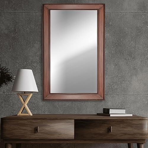 Miniatura 4 de Espejo rectangular para pared, espejo rústico de 20 x 30 pulgadas con marco de madera para sala de estar, entrada, dormitorio (gris plateado)