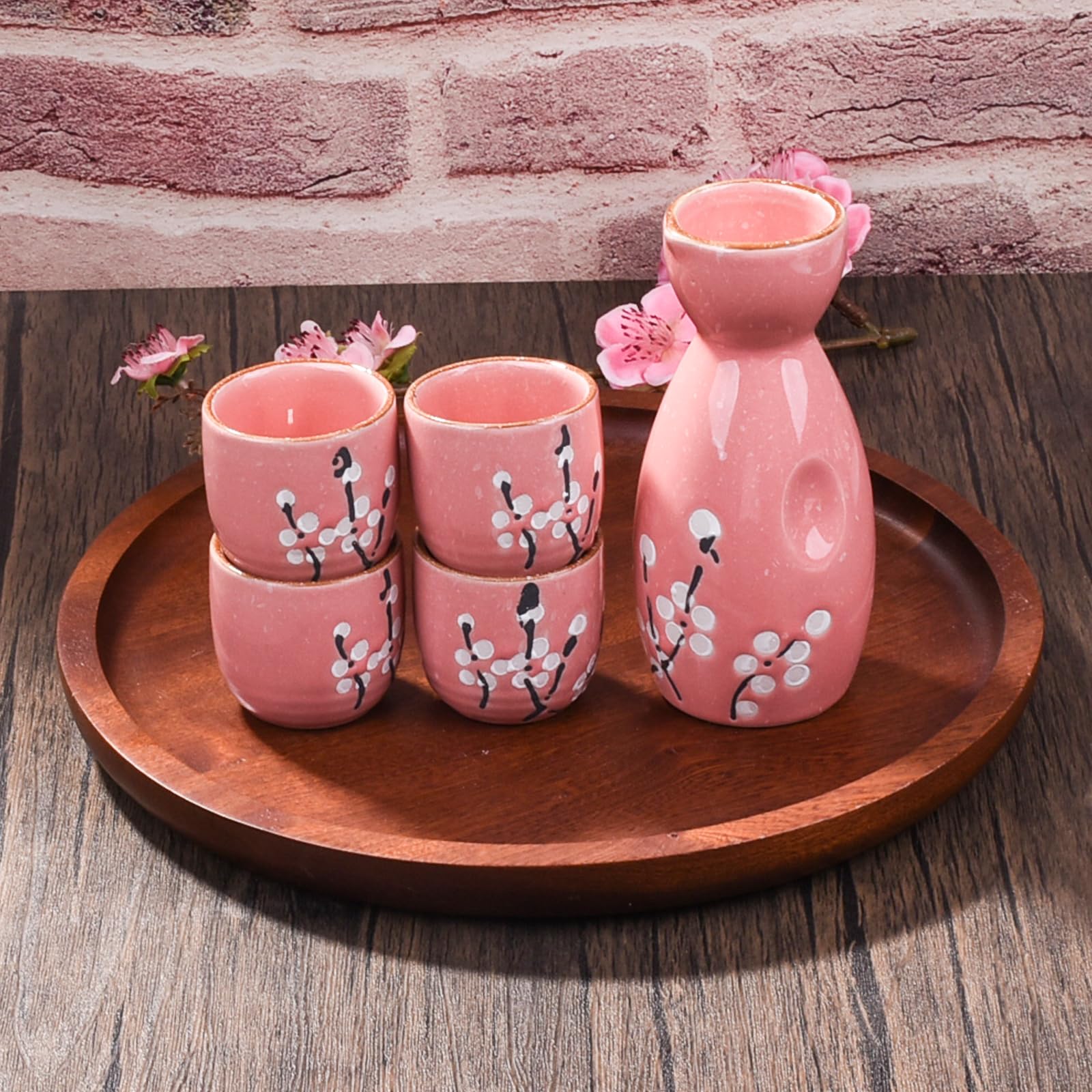 Amazon.com | Whitenesser Pink Japanese Ceramic Sake Set 1 Sake