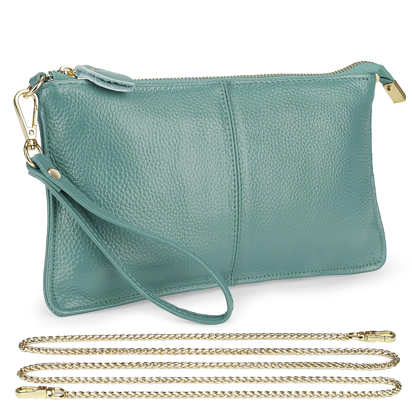 Uromee Genuine Leather Wristlet Wallet Clutch Purses with Detachable Chain