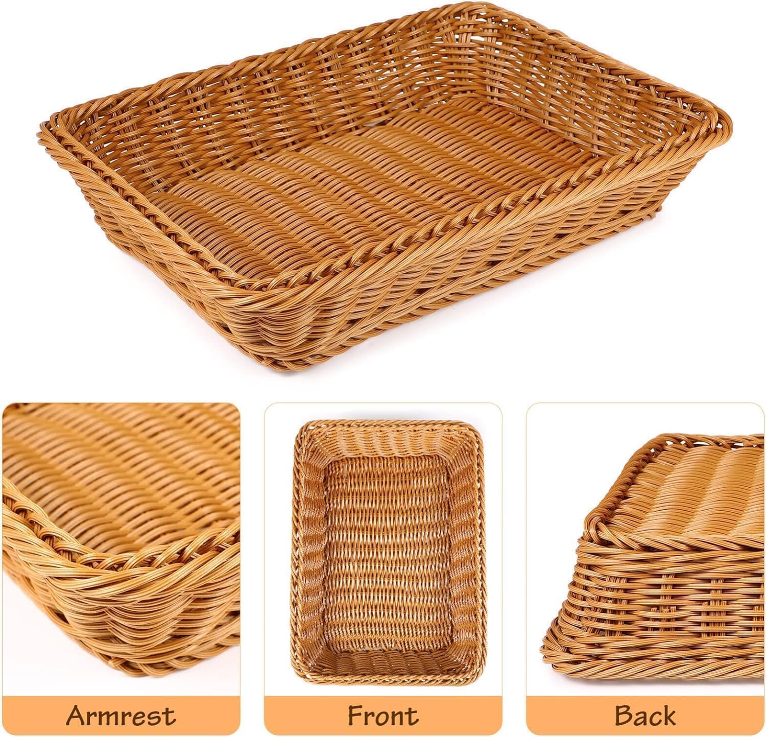 Wicker Bread Basket with Acrylic Lid, Rectangular, White, Modern, Vintage Style, Sturdy, Serving Food, Home, Kitchen, Office, Dining Room, Coffee Table, Restaurants, Picnics, Parties