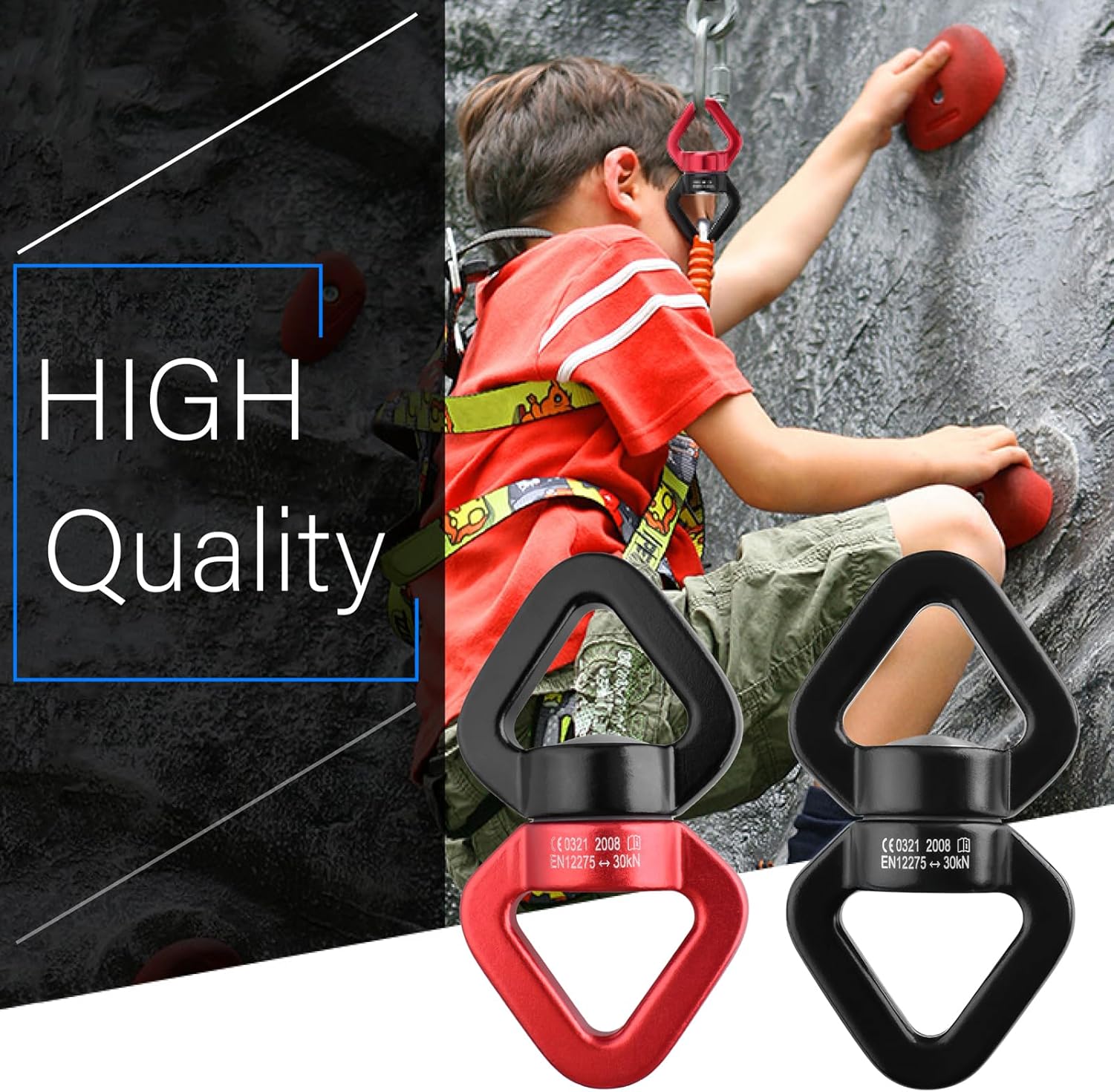 TRIWONDER Swing Swivel 30kN Micro Rotator Safety Rotational Device Hanging Accessory for Children's Swing Spinner Hanger, Rock Climbing, Hanging Hammock, Web Tree Swing, Aerial Dance - Image 7