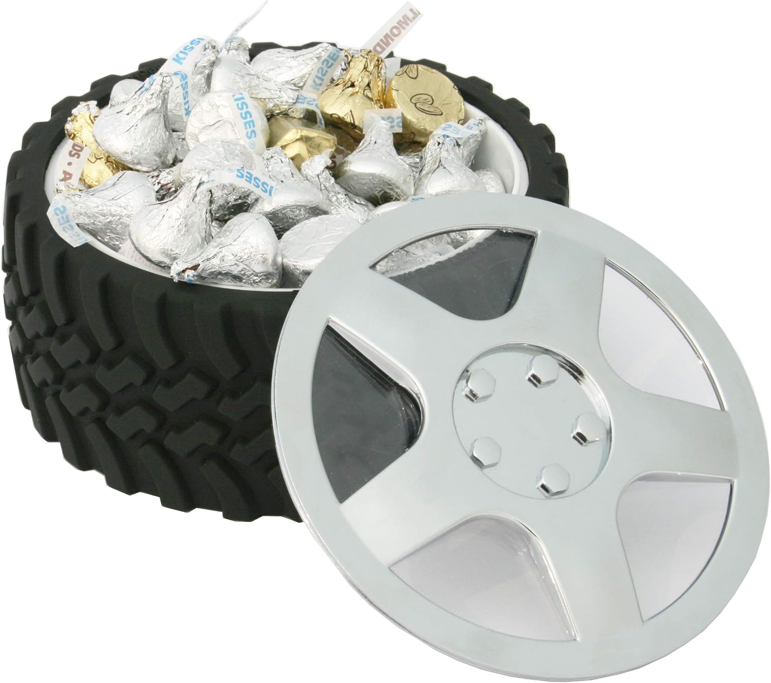 Knobby Tread Rubberized Tire Candy Dish, Popcorn and Ice Cream Bowl for Motor Enthusiasts, Office, Man Cave, Workshop, Home and Outdoor Use