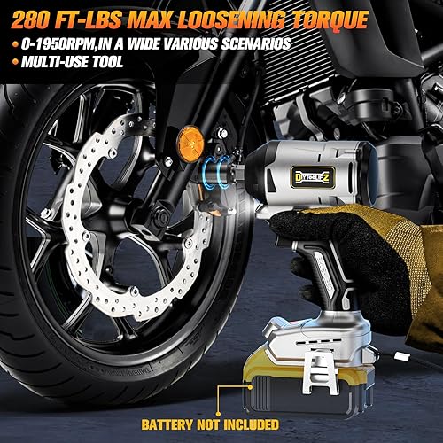 Miniatura 3 de Llave de impacto inalámbrica para batería Dewalt de 20 V, pistola de impacto de 12 pulgada de alto par 250 ft-lbs (330 N.m), herramienta de