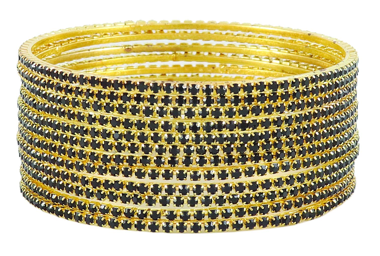 Zircon Gemstone Studded Bangle Set, 2.2 Inches, Pack Of 12