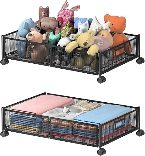 Contenedores de almacenamiento debajo de la cama, almacenamiento de zapatos debajo de la cama con ruedas, organización de almacenamiento de