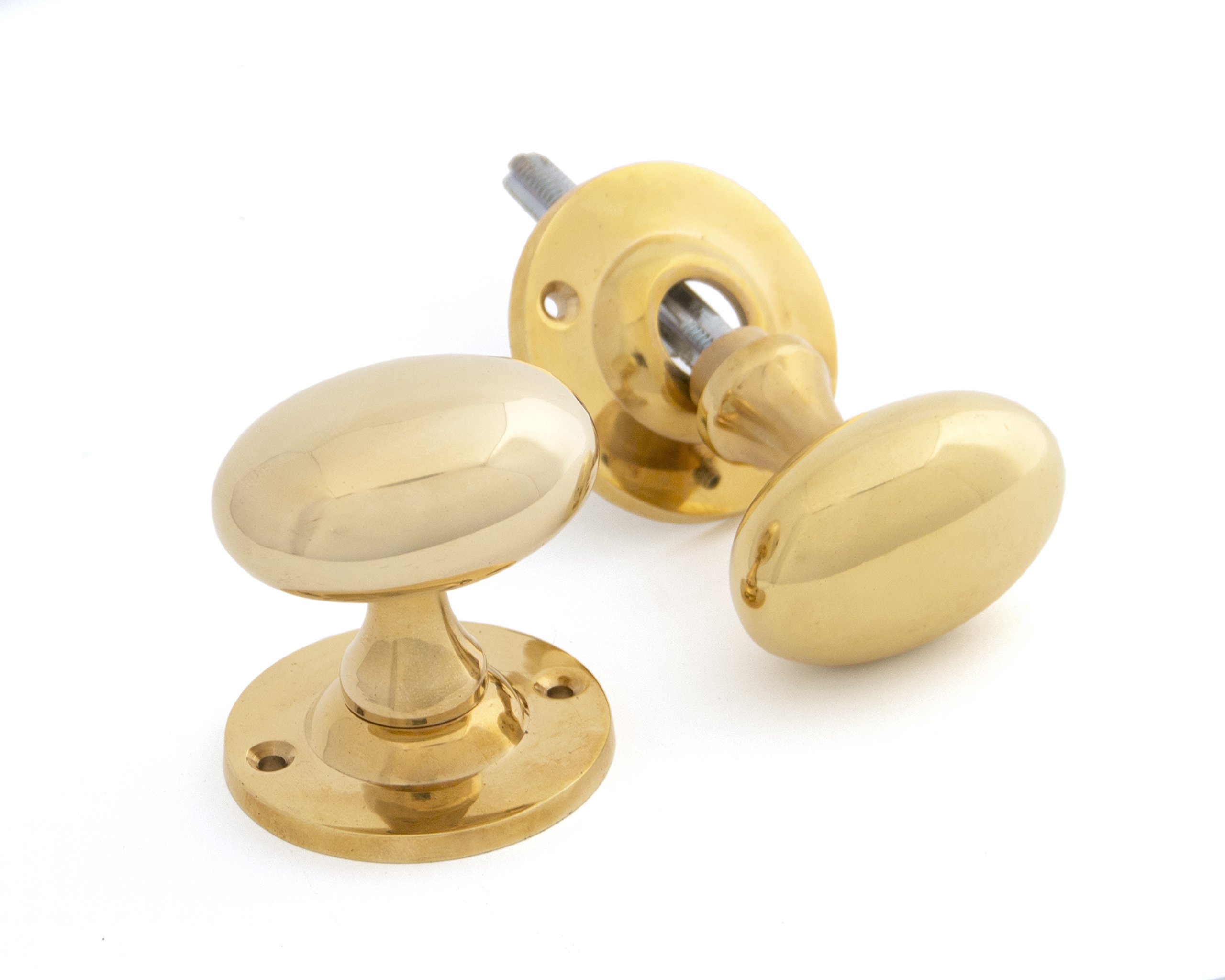 From the Anvil Polished Brass Oval Mortice/Rim Knob Set