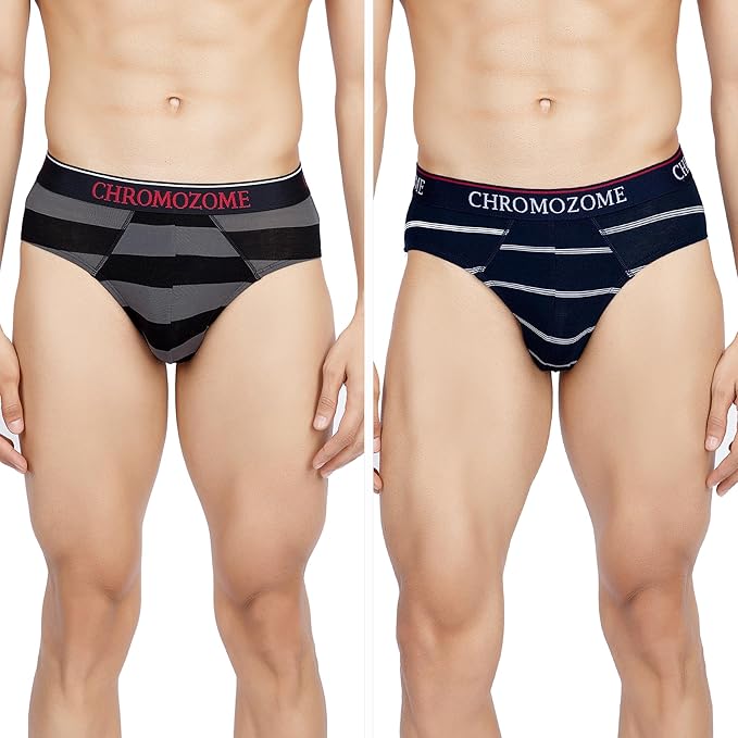 Chromozome Mens Modal-Stretch Striper Briefs (Pack of 2)