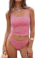 ZAFUL Women's Tummy Control Tankini Swimsuit 2 Piece High Waisted Bathing Suit Ruched Top Swimwear