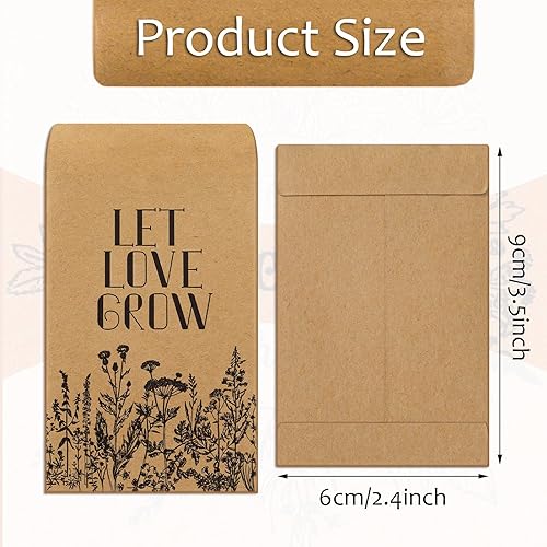 Miniatura 2 de 150 paquetes de semillas para recuerdos de boda, deja crecer el amor, sobres autoadhesivos retro de Navidad y San Valentín para invitados, 3 estilos