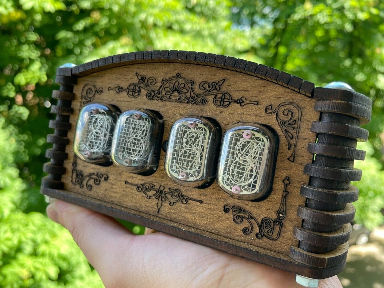 Nixie Tube Clock IN12 Retro Vintage.Oak Enclosure. (12 Hours Format)