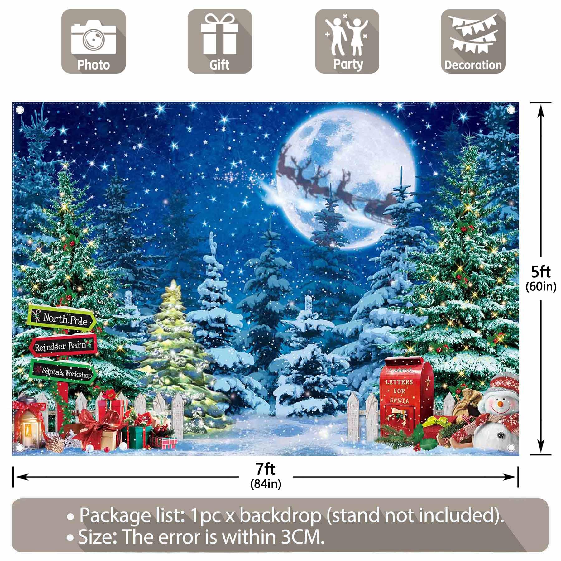 Fotohintergrund Nordpol – 2,1 X 1,5 M, Weihnachten Winter Nacht Szene