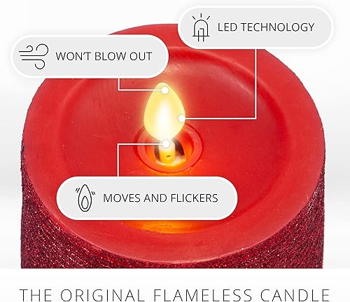 Miniatura 3 de Luminara Vela de llama artificial realista con purpurina metálica blanca horizontal (3 x 4.5 pulgadas) con llama móvil, funciona con pilas, sin