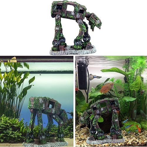 Miniatura 2 de Adorno de acuario, robot de resina, decoración de pecera, cueva Betta Fish Hide Cave, accesorios de acuario para Betta Shrimp Turtle