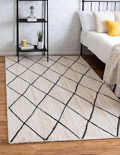 Miniatura 10 de Unique Loom Alfombra trenzada de la colección de yute - enrejado (2' 2" x 6' 1" pasillo, natural)