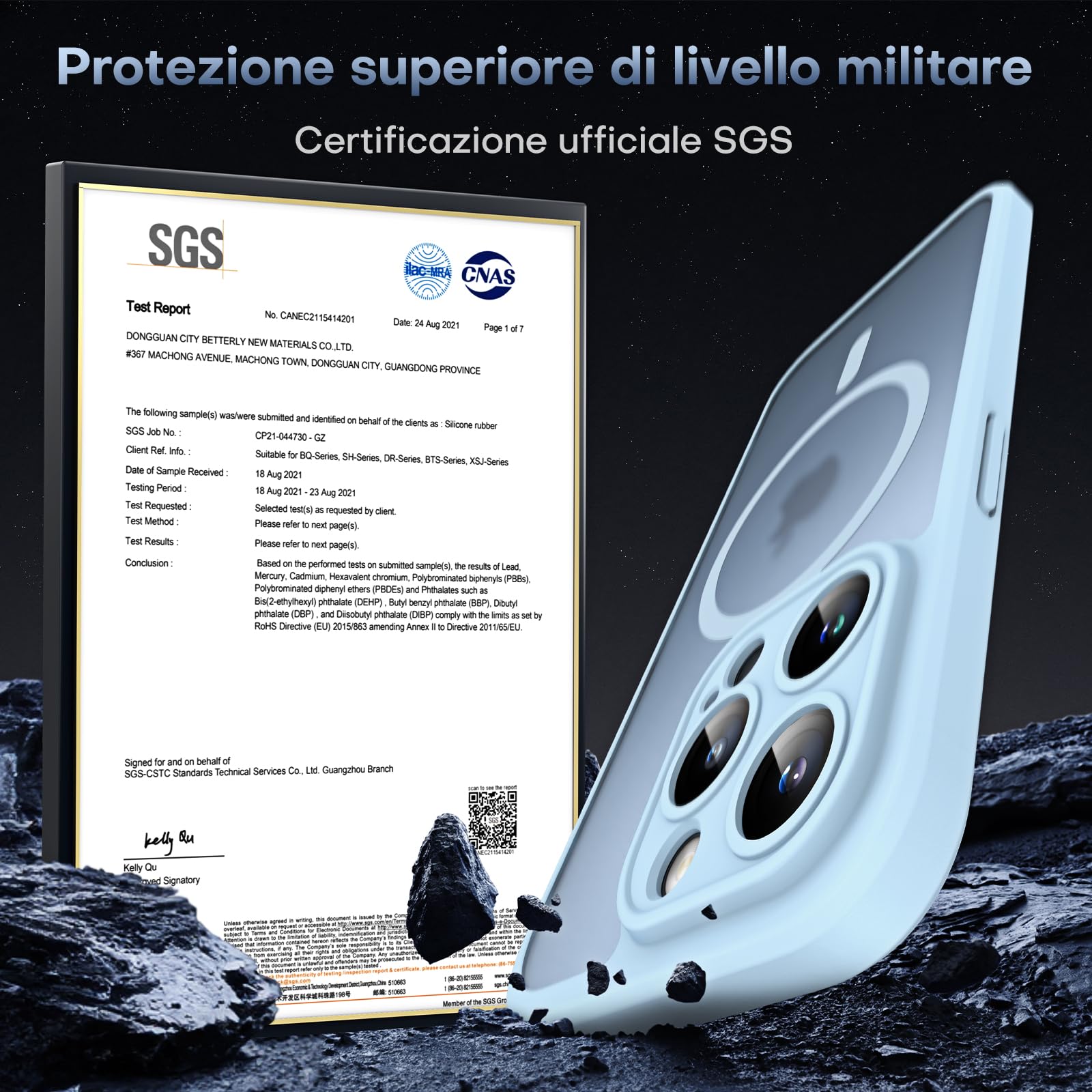 TOCOL Cover Magnetica per iPhone 13 Pro 6,1 Pollic, Compatibile con MagSafe, Protezione Fotocamera Integrata, Custodia Antiurto Traslucida Opaca, Blu Chiaro