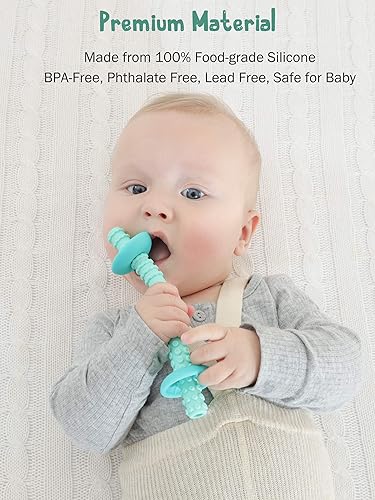 Miniatura 8 de Tubo de dentición con escudo de seguridad, mordedor, juguetes sensoriales para encías, silicona de grado alimenticio para bebés de 3 a 12 meses, 1