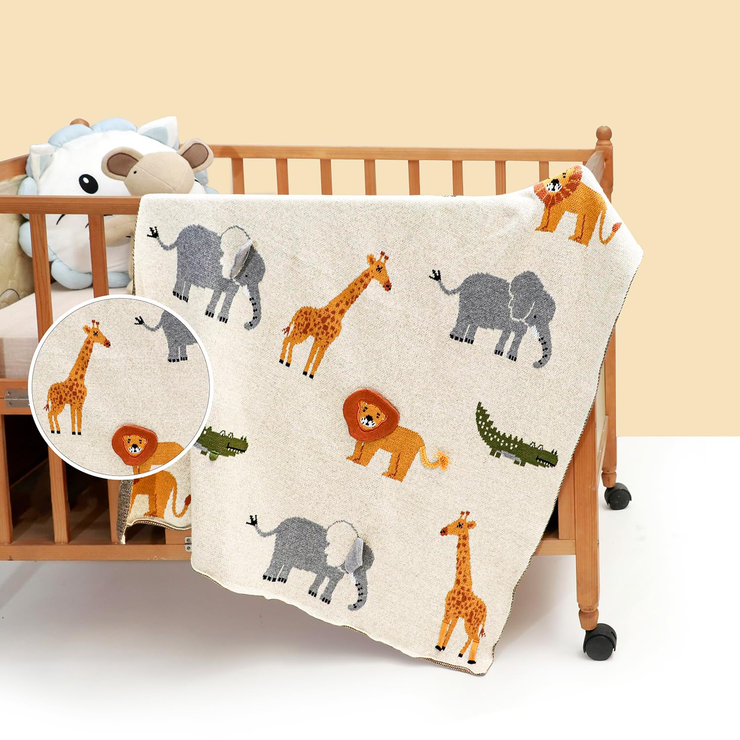 Haus and Kinder 100% Cotton Knitted Blanket for New Born Baby | Baby All Season AC Blankets| Quilt Wrapper for New Born Boy & Girl | Size 80 cm x 100 cm, 0 to 24 Months | Jungle Party-image-21