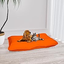 Italian Bed Linen Maxy cuscinone ELEGANT, cuscino per cani e gatti imbottito e trapuntato, 60 x 100 cm, Arancio