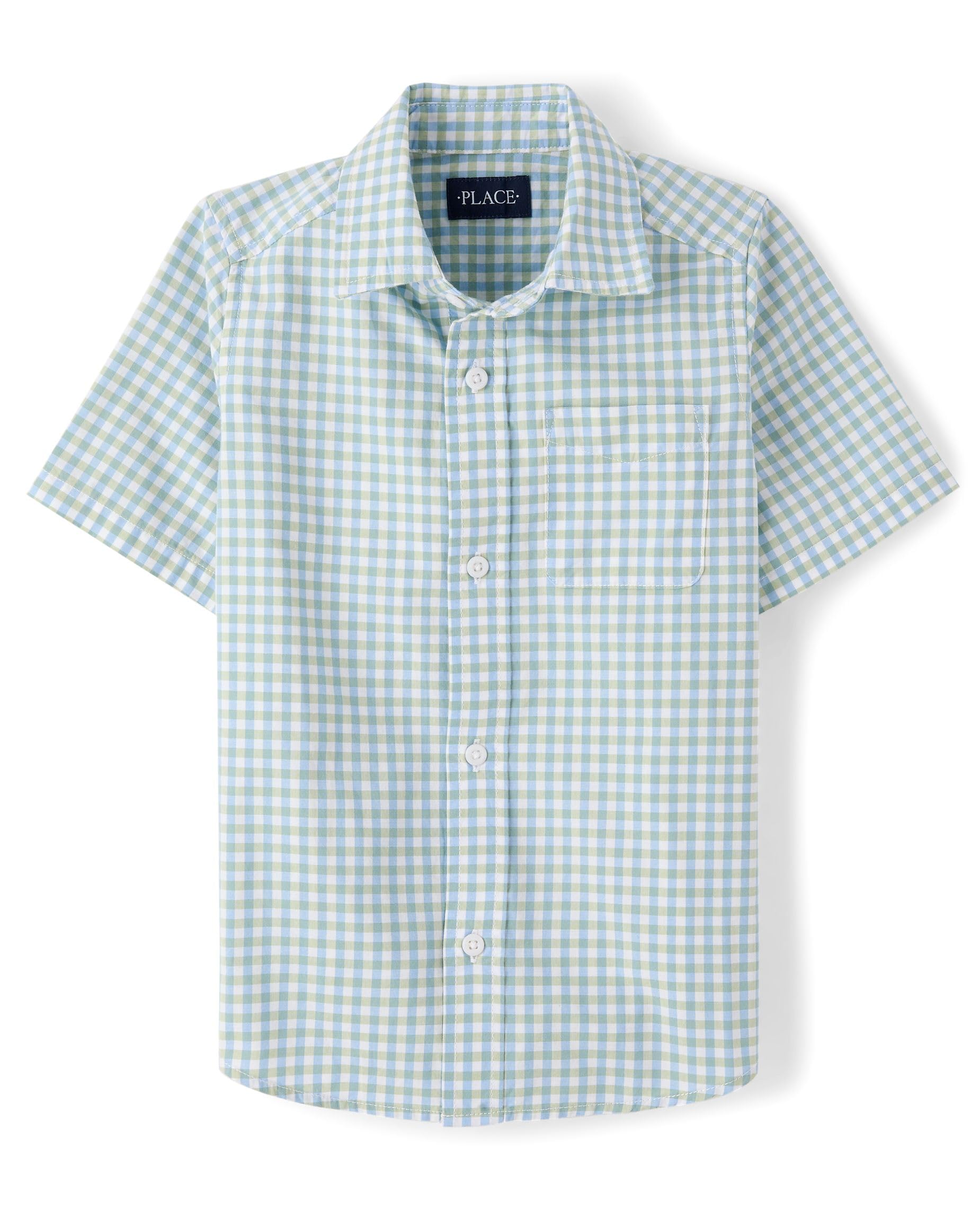 The Children's Place,Short Sleeve Button Down Shirt,Tidal,Small (5/6) — view 8