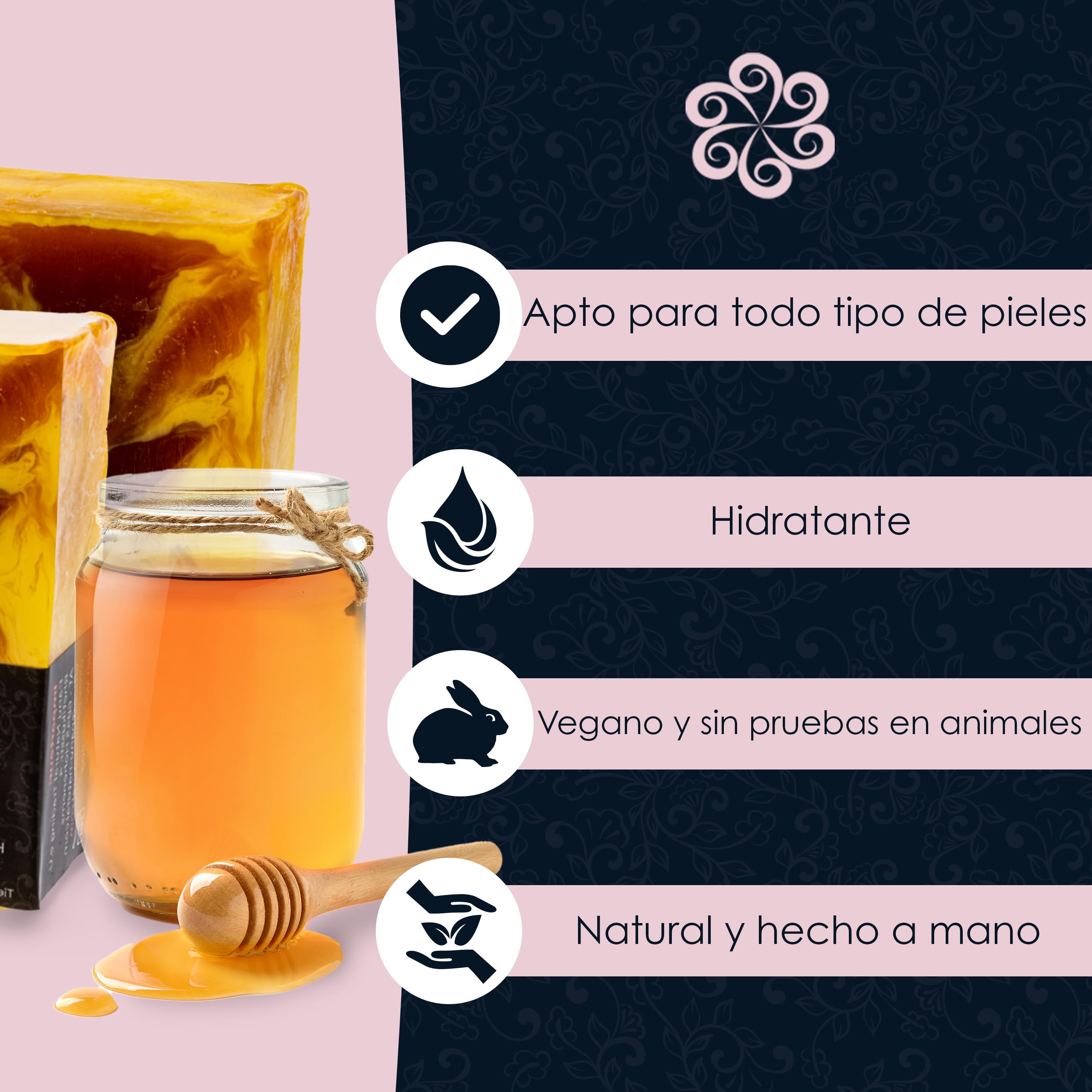 Panu Soaps Miel - Jabón de Ducha Vegano para Todo Tipo de Piel - Jabón Natural como Gel de Ducha Sólido y Champú Sólido - Jabón de Ducha Natural como Gel de Ducha Sólido — view 3