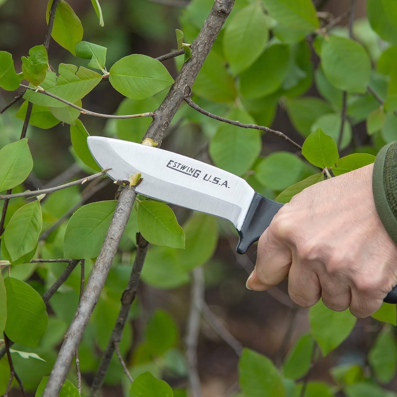 ESTWING Bowie Knife - 4" USA Made Fixed Blade Knife with Forged Steel Construction & Reinforced Nylon Sheath - EBK-4