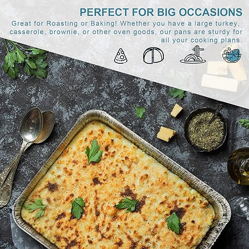 Miniatura 5 de XIAFEI Sartenes de papel de aluminio de 9 x 13 pulgadas (paquete de 10), sartenes desechables de papel de aluminio profundo de tamaño medio,